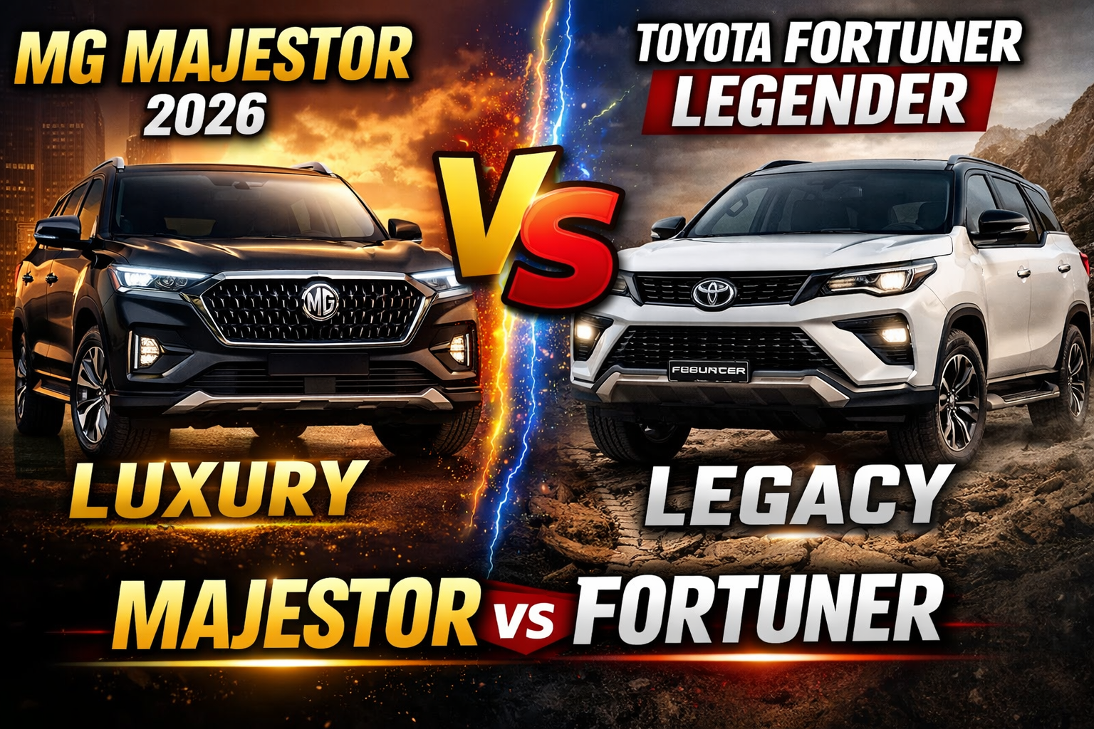 MG Majestor 2026 vs Toyota Fortuner / Fortuner Legender: Full Comparison ,Price, Specs, Features & Verdict