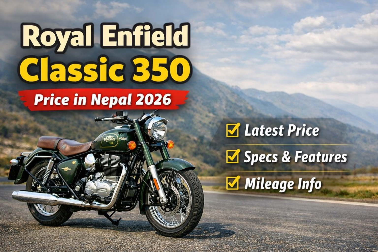 Royal Enfield Classic 350 Price in Nepal 2026 | Specs, Mileage, Top Speed & Features